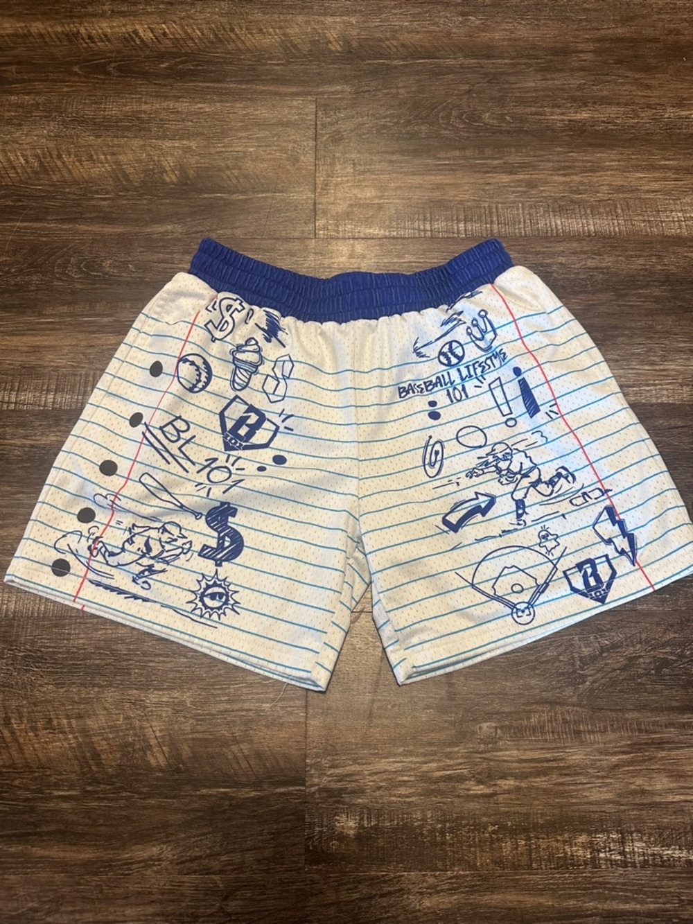 Baseball Lifestyle 101 Blue & White Notebook-Print scribble Kids Shorts